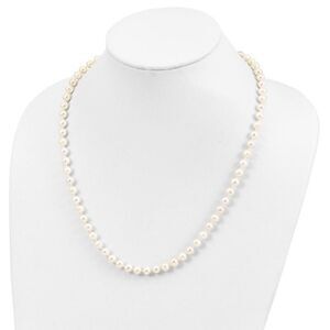 Sterling Silver Rhodium 6-7mm White Freshwater Cultured Pearl Necklace